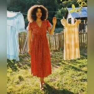 The Dawn Dress | Orange Daisy Vine - Size S New With Tags